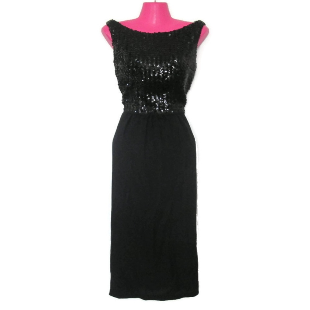 1950s vintage prom dress black sequins size small